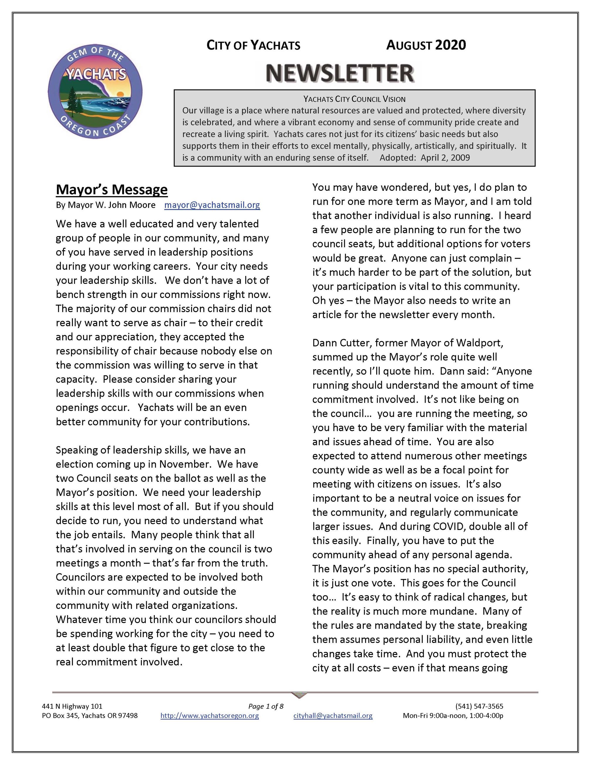 Newsletter 2020-08 Cover